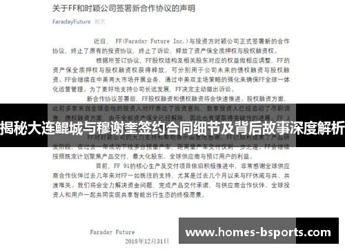 揭秘大连鲲城与穆谢奎签约合同细节及背后故事深度解析